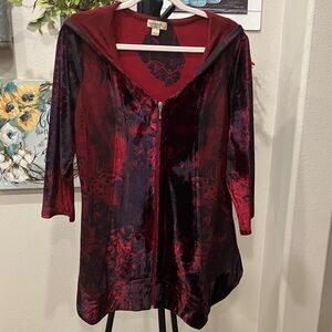 ONE WORLD Red and Purple Women's velvet Jacket